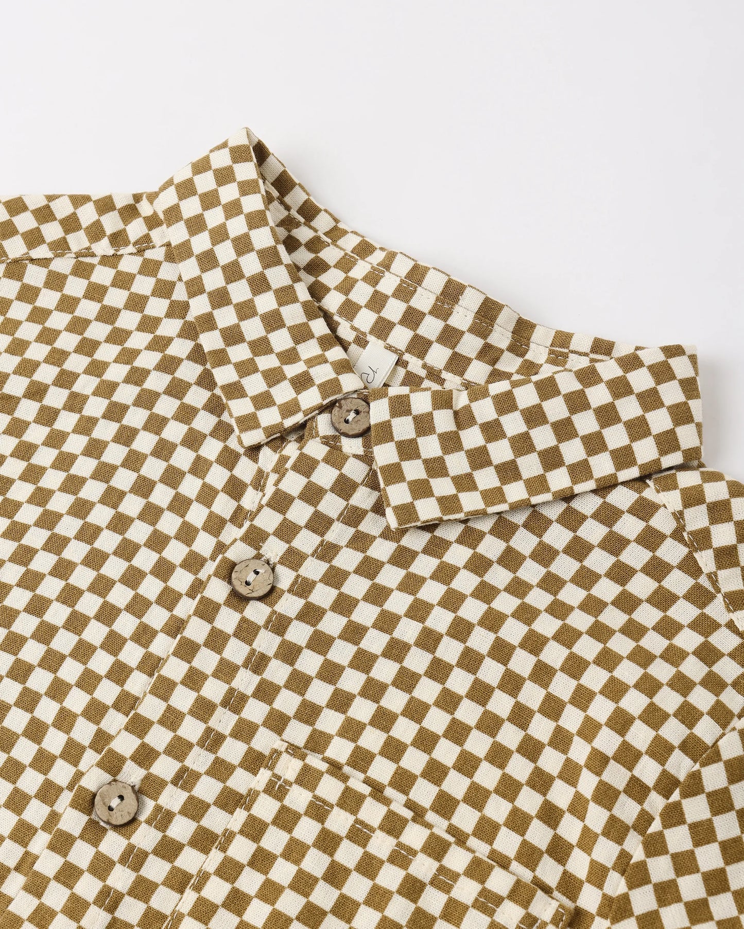 Rylee and Cru Collared Short Sleeve Shirt - Ocre Check