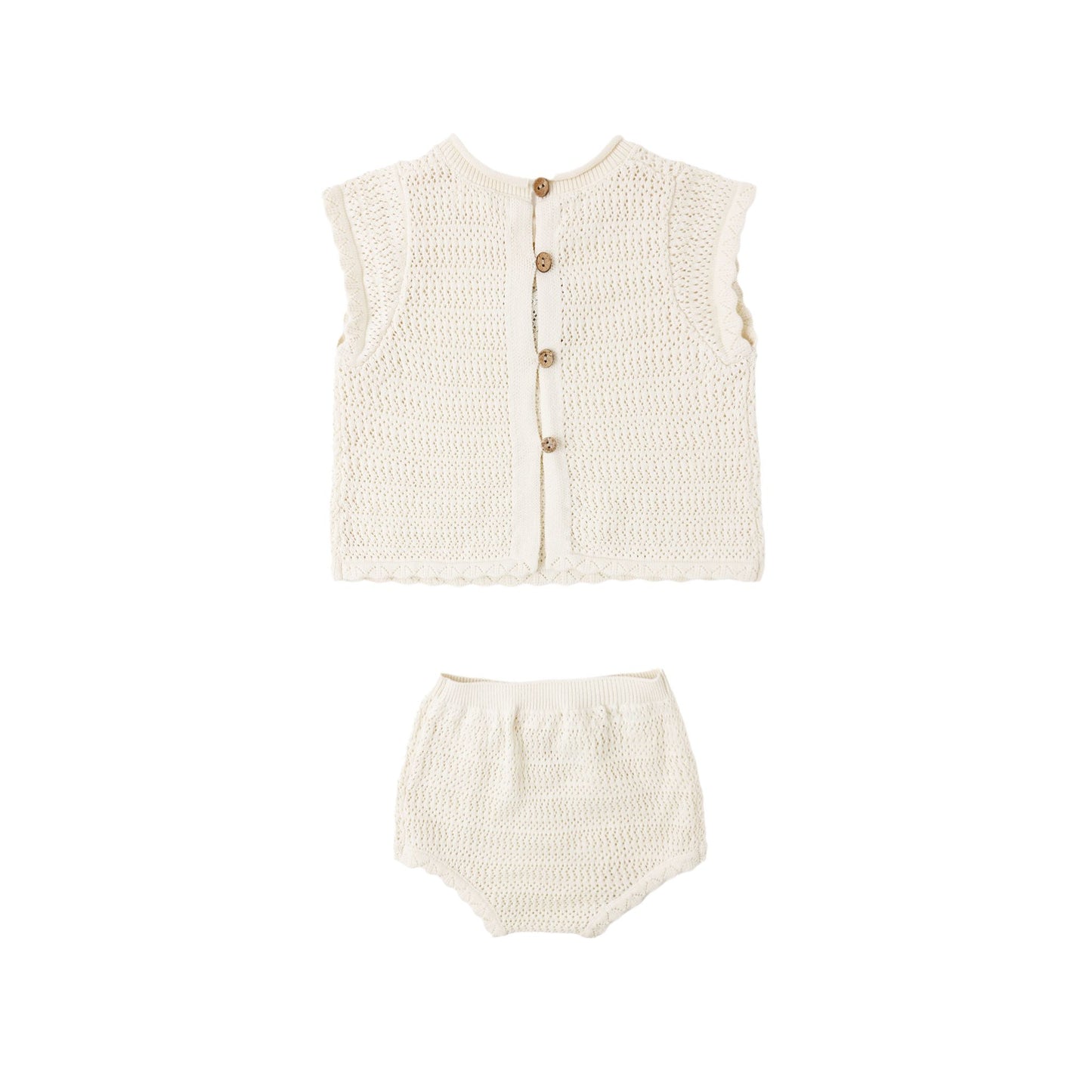 Rylee and Cru Scallop Knit Baby Set - Natural