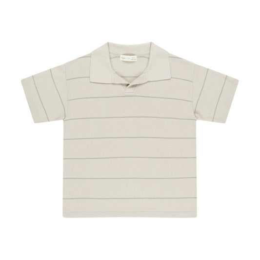 Rylee and Cru Chandler Knit Polo - Eucalyptus Stripe