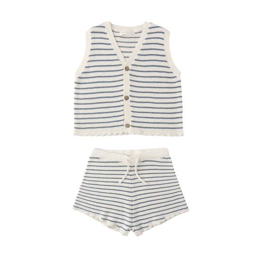 Rylee and Cru Knit Vest Set - Marine Stripe