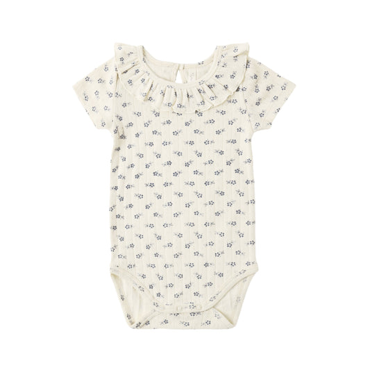 Rylee and Cru Ruffle Collar Bodysuit - Blue Ditsy