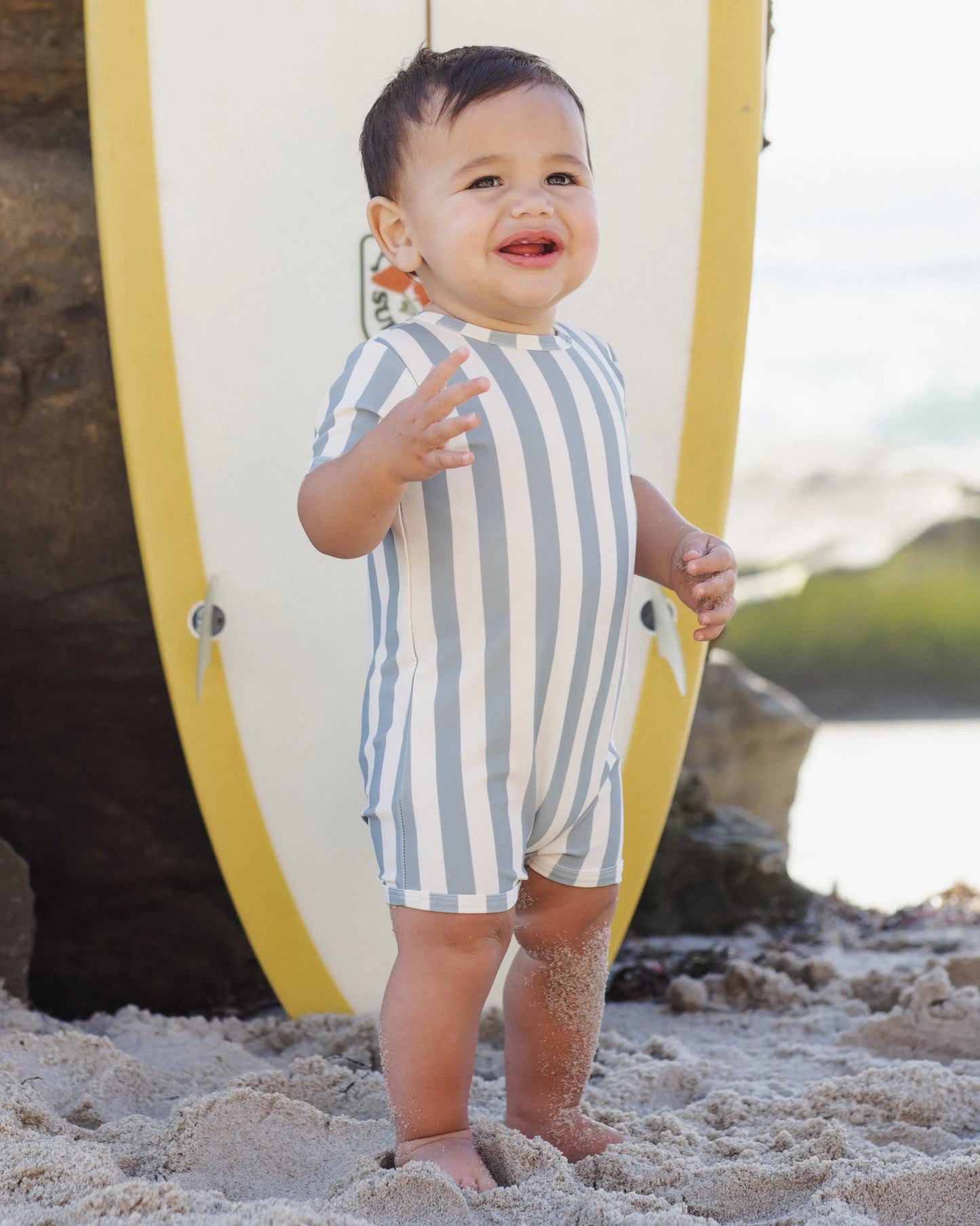 Rylee and Cru Shorty One-Piece - Green Stripe