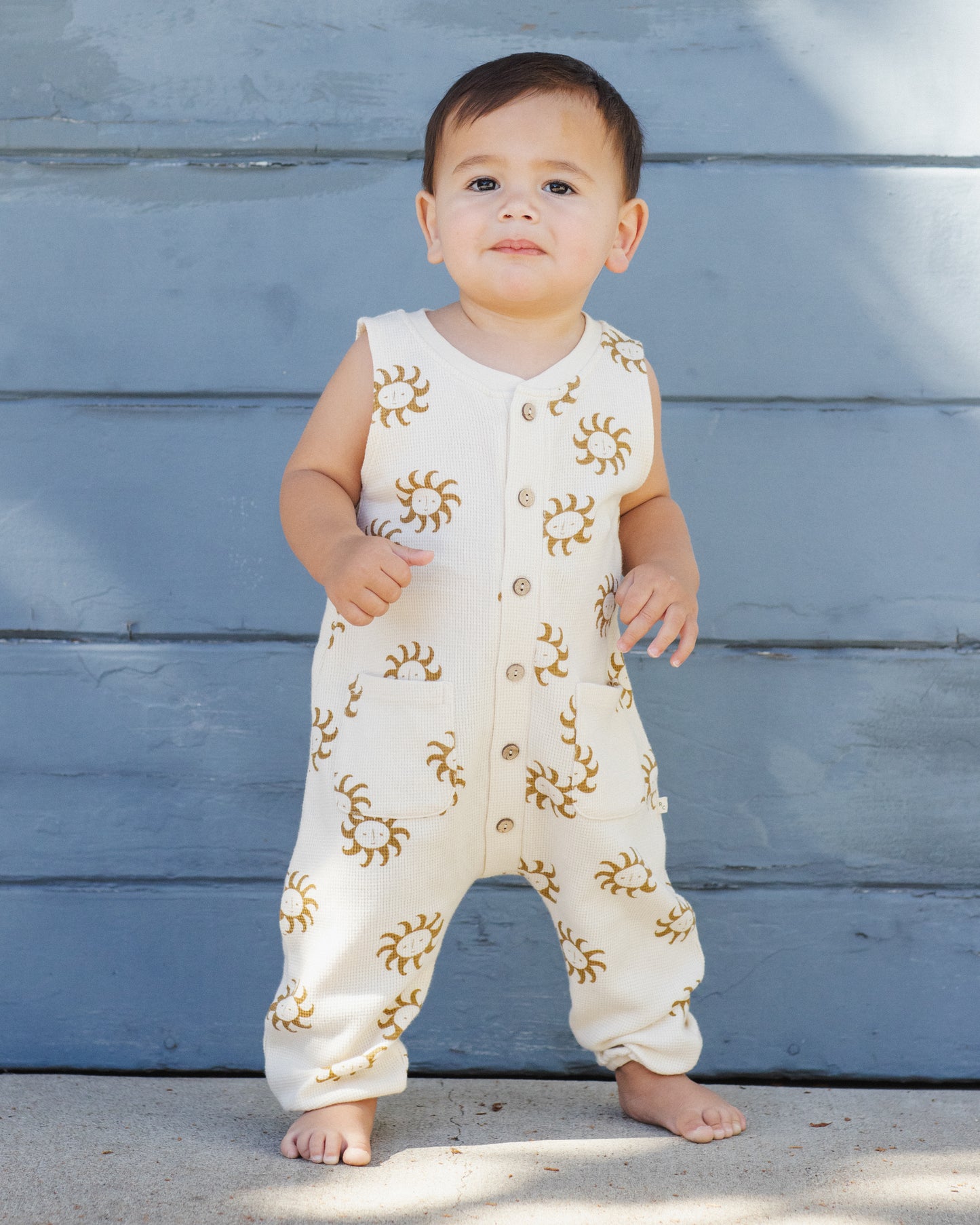 Rylee and Cru Summer Waffle Jumpsuit - Sunny