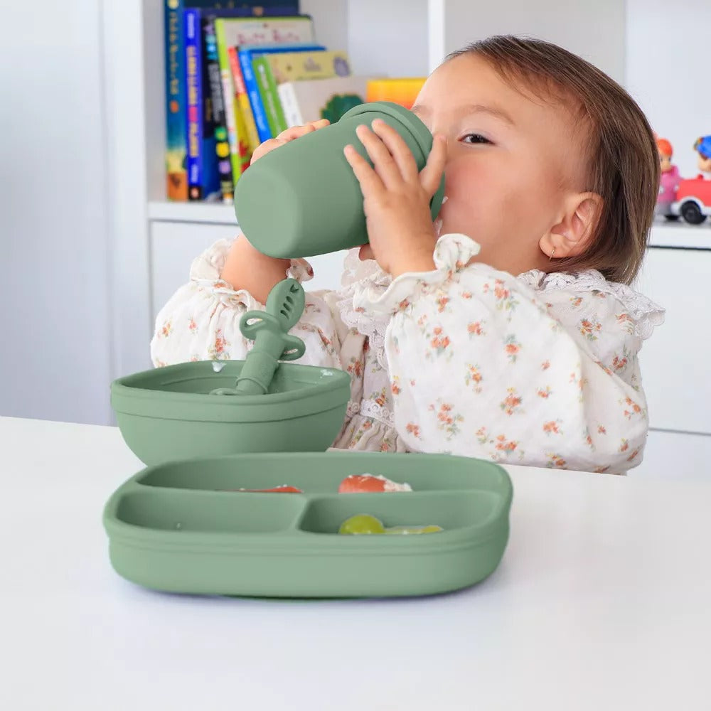 Toddler using Re-Play Silicone Sippy Cup - 8oz - Sage