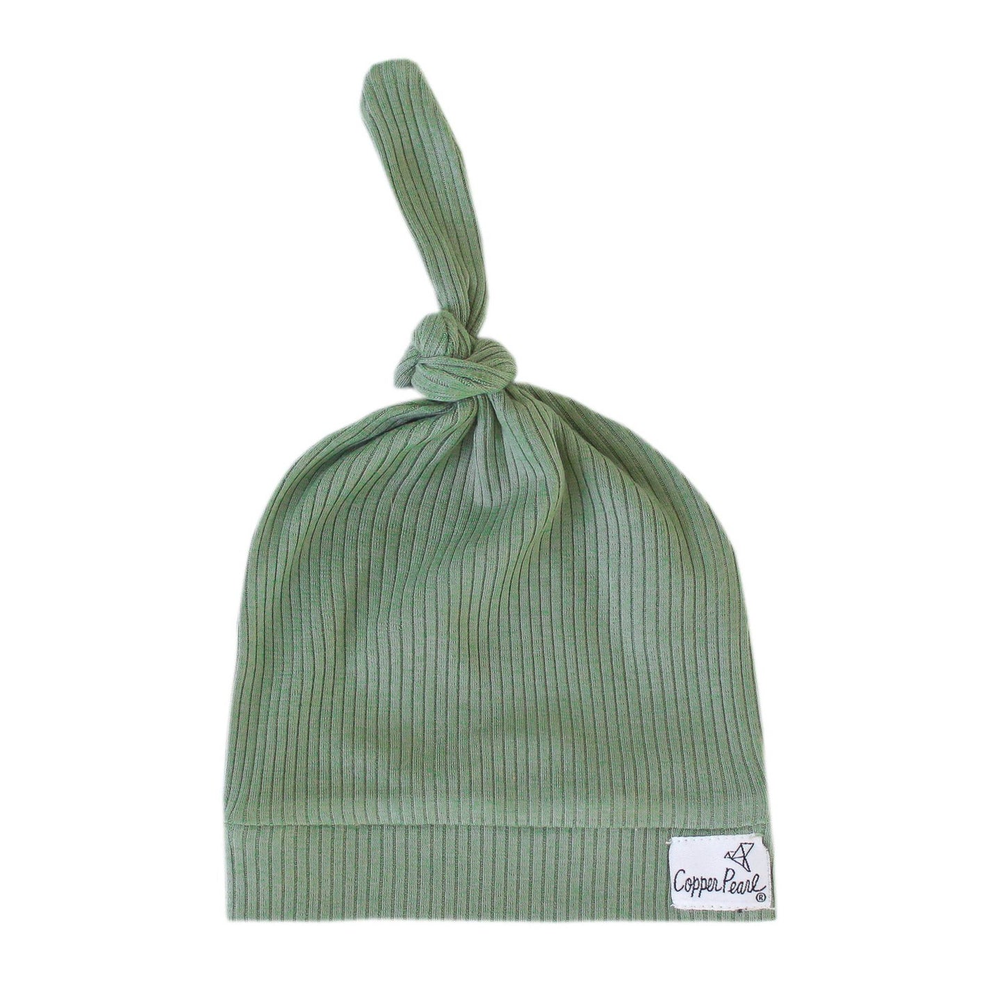 Copper Pearl Rib Knit Top Knot Hat - 0-4M