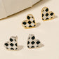 Fame Gold Dipped Epoxy Checkered Heart Stud Earrings