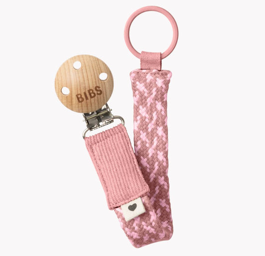 BIBS Pacifier Clip - Dusty Pink/Baby Pink - Size 1 (0-6M)