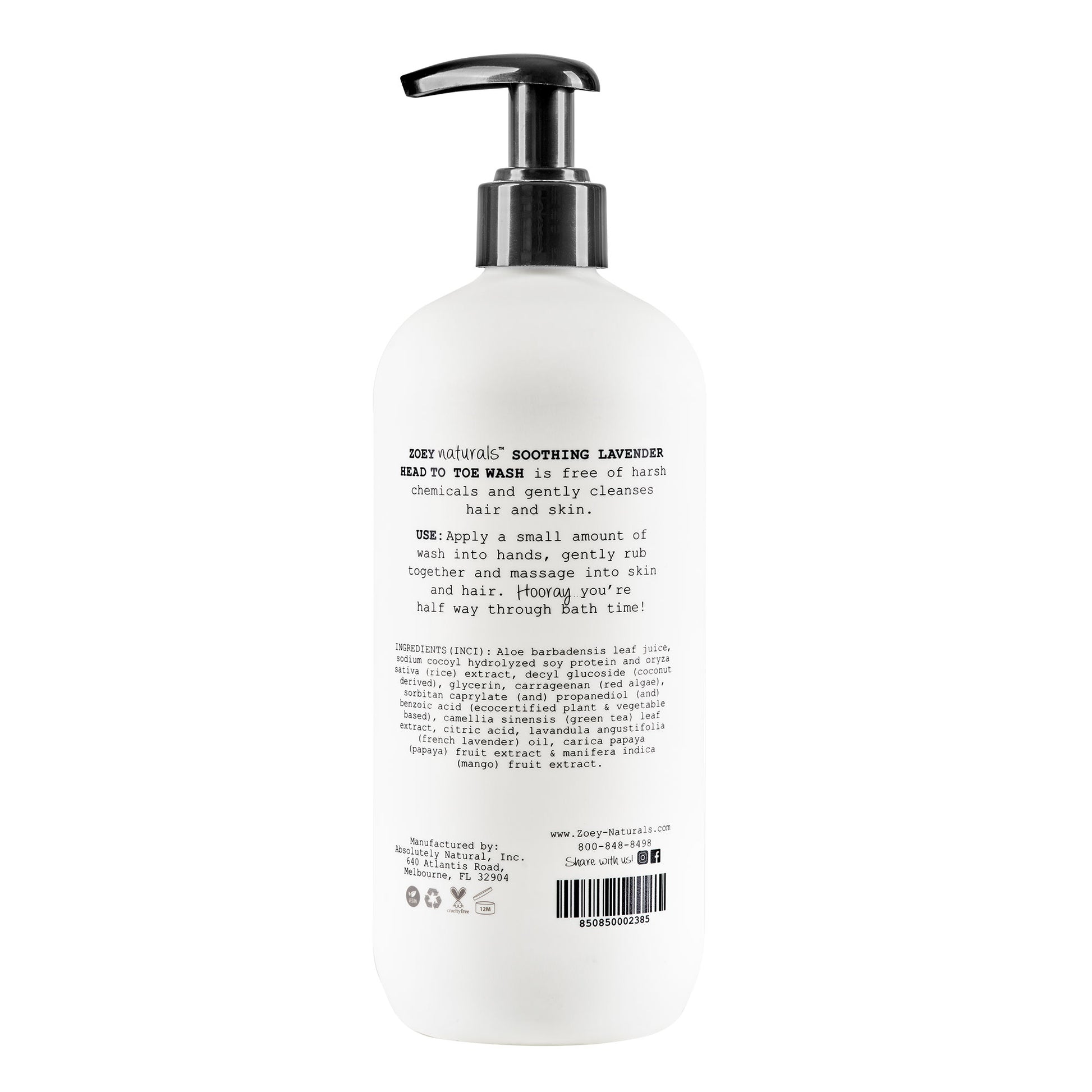 Zoey Naturals Head To Toe Wash - 17 fl oz - Soothing Lavender
