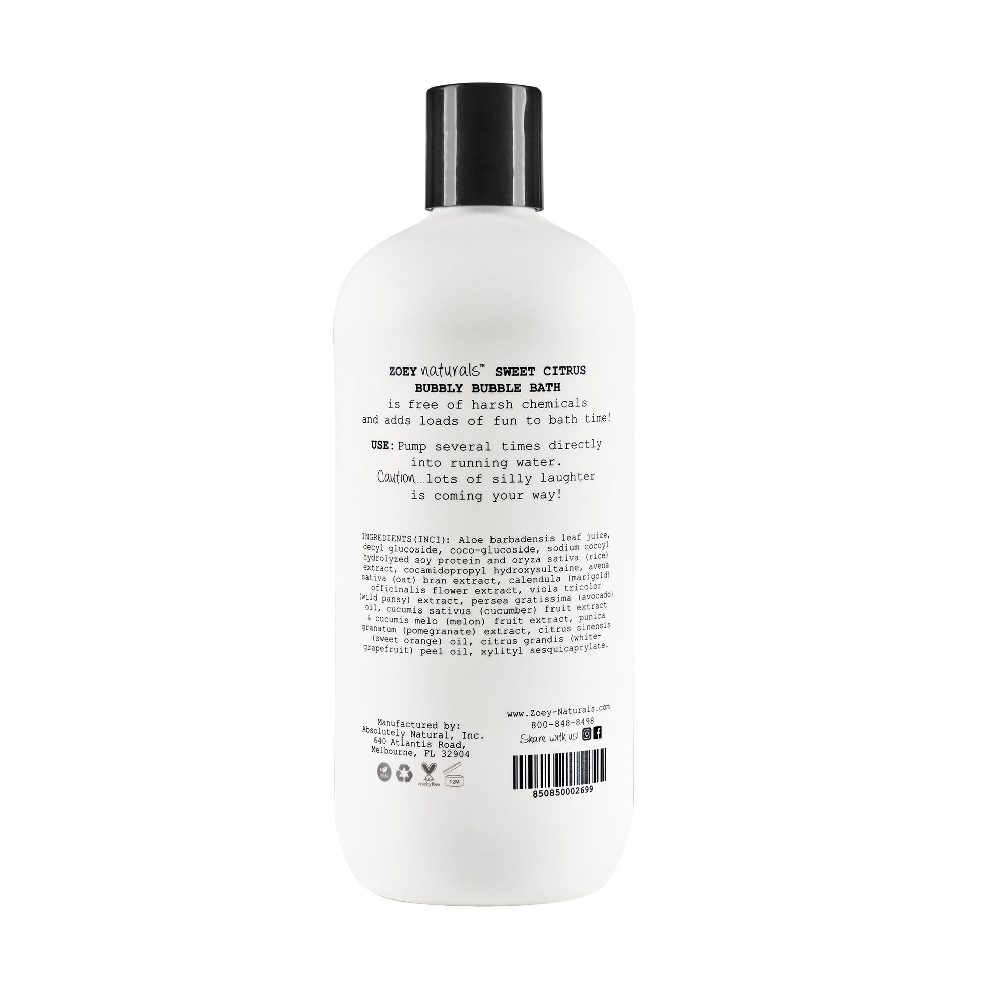 Zoey Naturals Bubbly Bubble Bath - 17 fl oz - Sweet Citrus