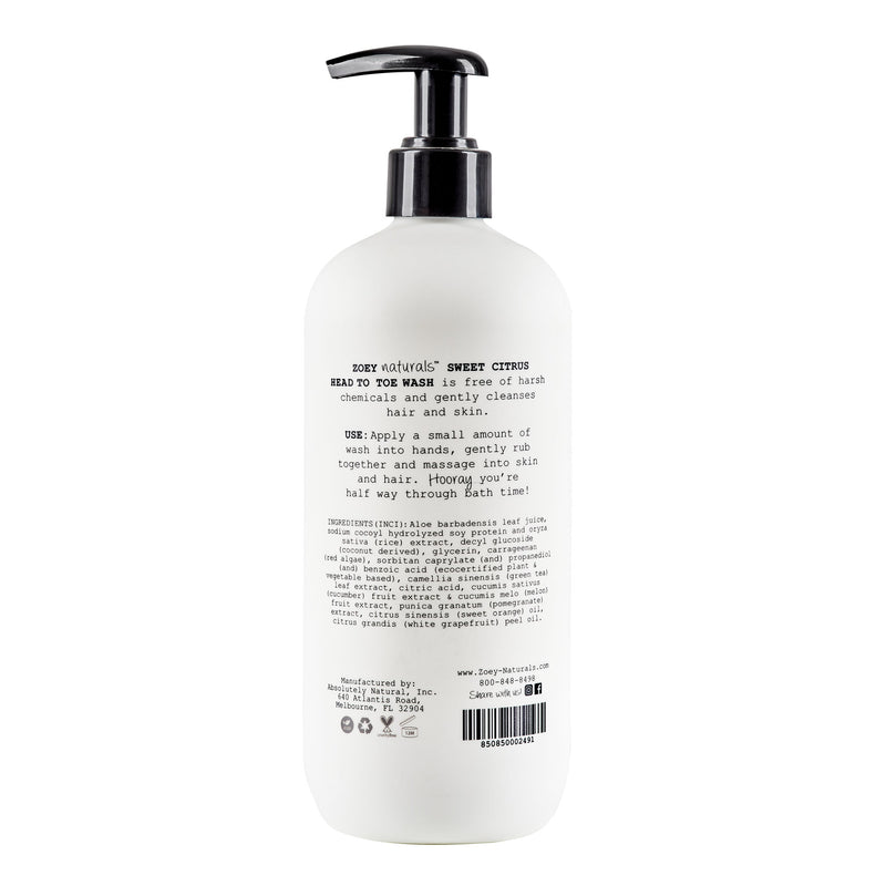 Zoey Naturals Head To Toe Wash - 17 fl oz - Sweet Citrus