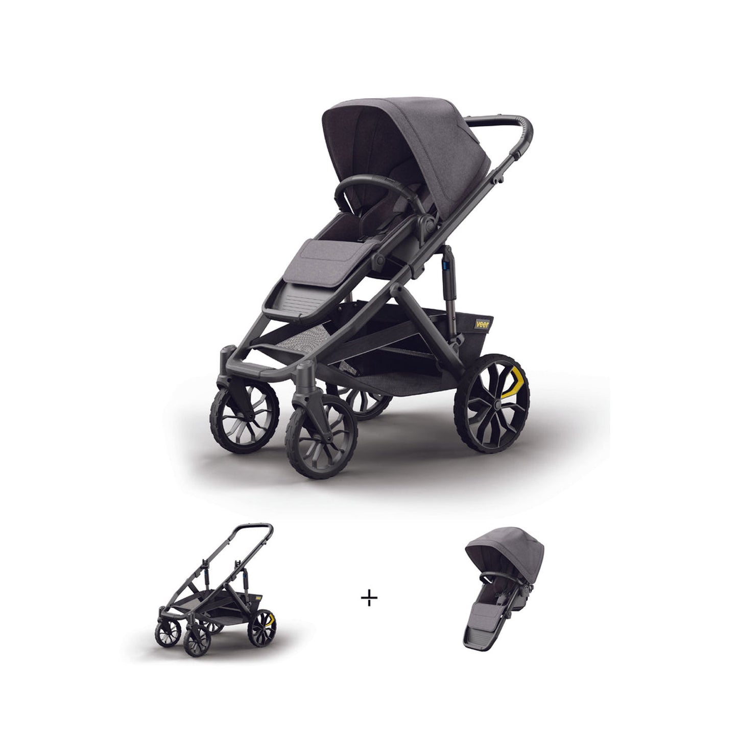 Veer Switch&Roll Luxe Bundle - &Roll Stroller Frame / Switchback Seat Luxe - Gray Granite