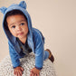 Toddler wearing Tea Collection Bear Ears Velour Baby Hoodie - Coronet Blue