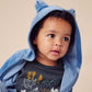 Toddler wearing Tea Collection Bear Ears Velour Baby Hoodie - Coronet Blue