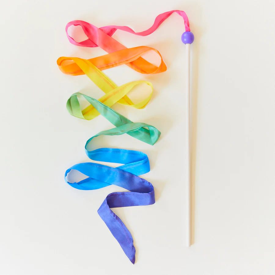 Sarah's Silks Boho Rainbow Silk & Wood Streamer