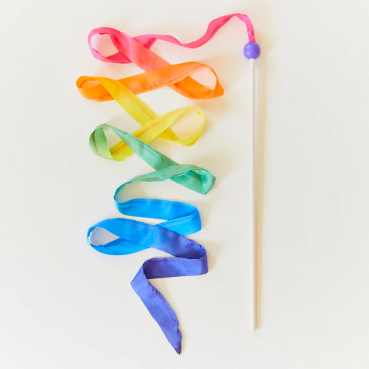Sarah's Silks Boho Rainbow Silk & Wood Streamer
