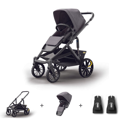 Veer Switch&Roll Luxe with Infant Car Seat Adapter Bundle - &Roll Stroller Frame / Switchback Seat Luxe - Gray Granite / Adapter  - Graco