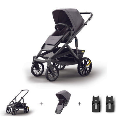 Veer Switch&Roll Luxe with Infant Car Seat Adapter Bundle - &Roll Stroller Frame / Switchback Seat Luxe - Gray Granite / Adapter  - UPPAbaby