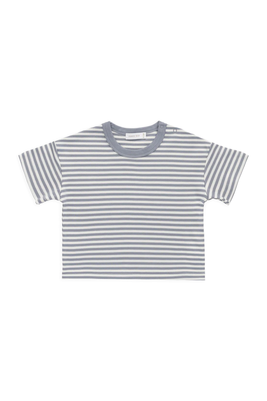 Jamie Kay Pima Cotton Wesley Tee - Narrow Stripe Dawn/Cloud