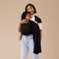 Mom wearing toddler in WildBird Linen Sling - Raven