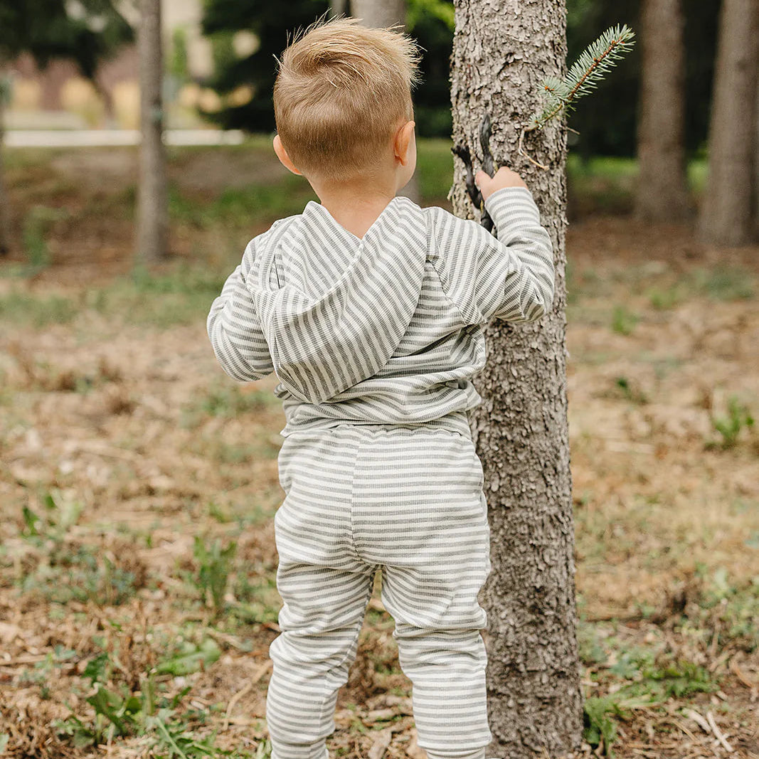 Mebie Baby Hooded Set - Grey Striped