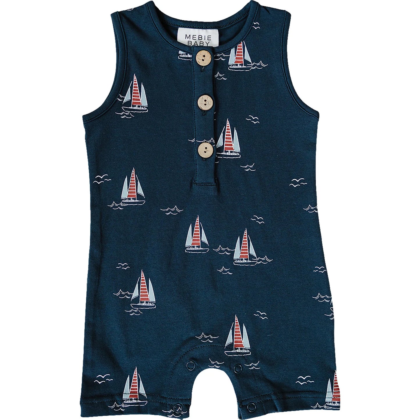 Mebie Baby Short Romper - Sailboat