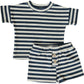 Mebie Baby Button Short Set - Navy Stripe