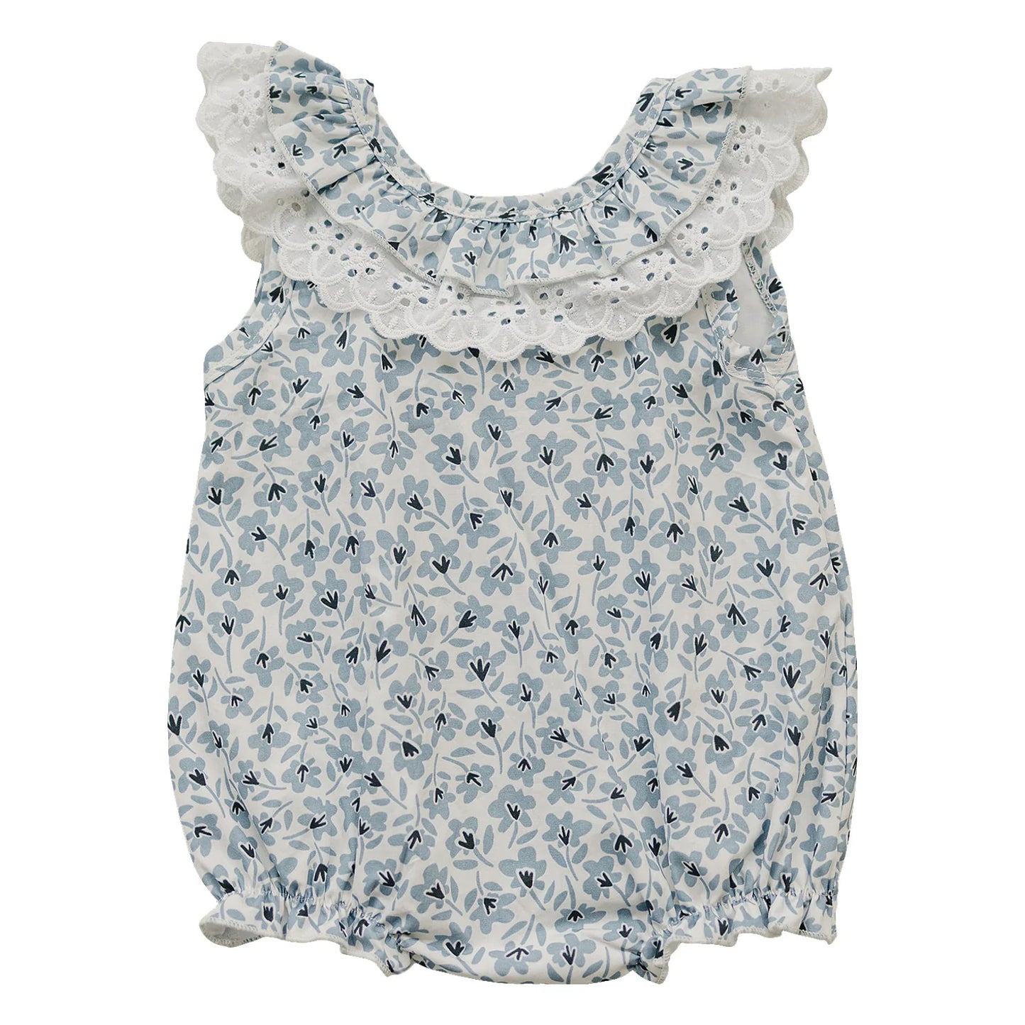 Mebie Baby Blue Blossom Bubble Romper
