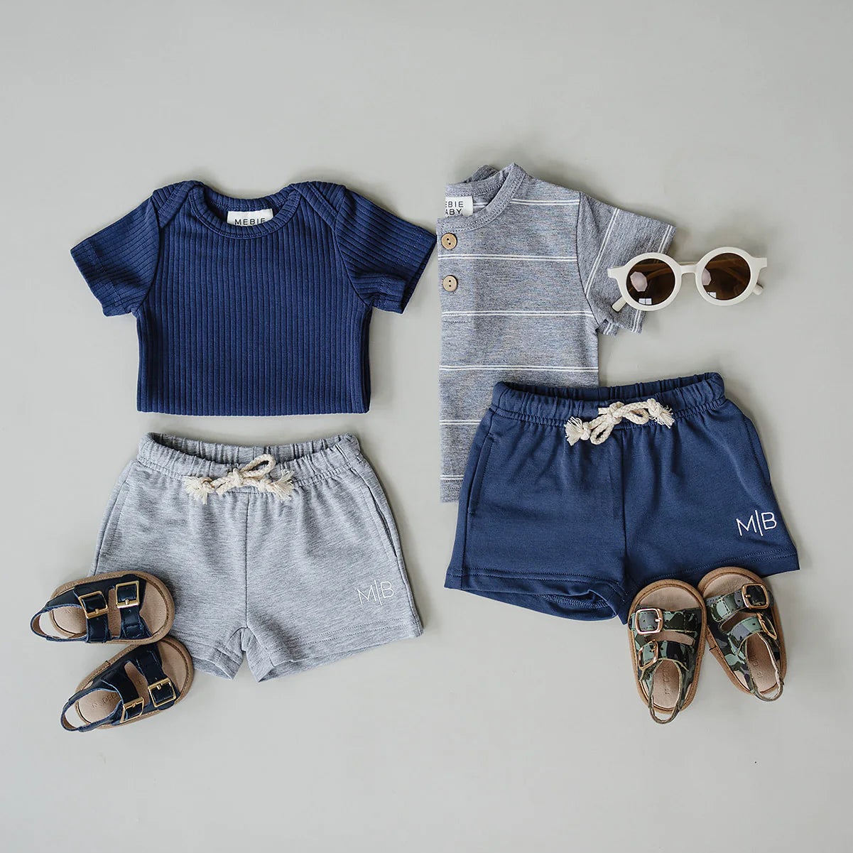 Mebie Baby Grey Stripe Button Tee