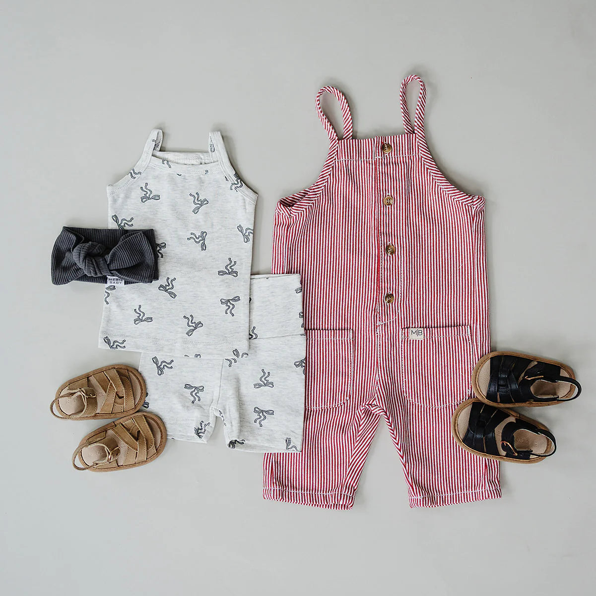 Mebie Baby Tank + Biker Short Set - Bow