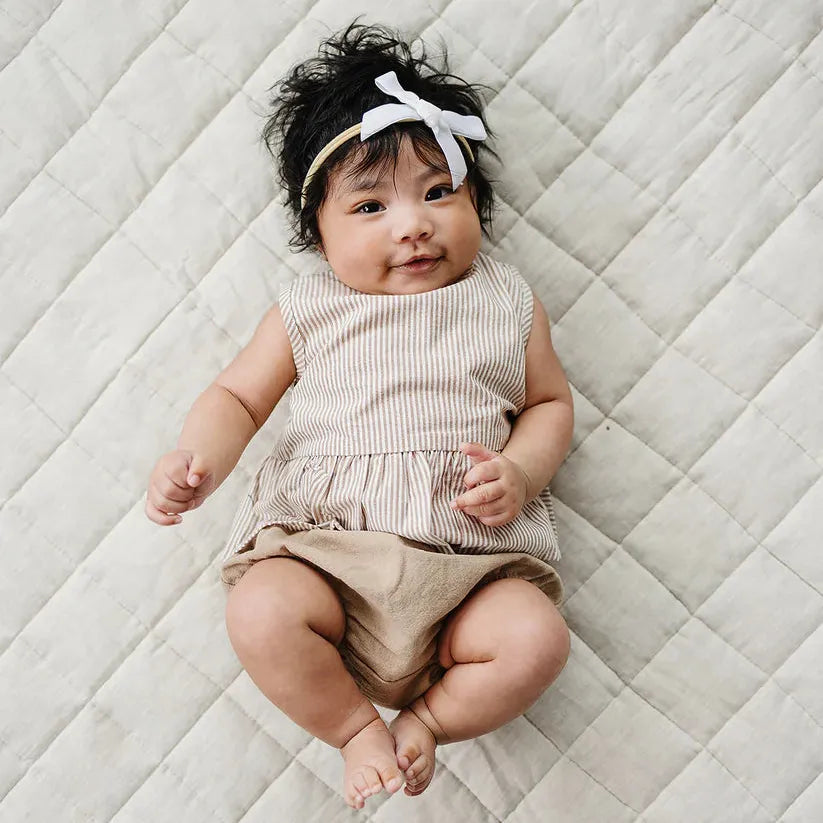 Mebie Baby Tan Stripes Peplum Set