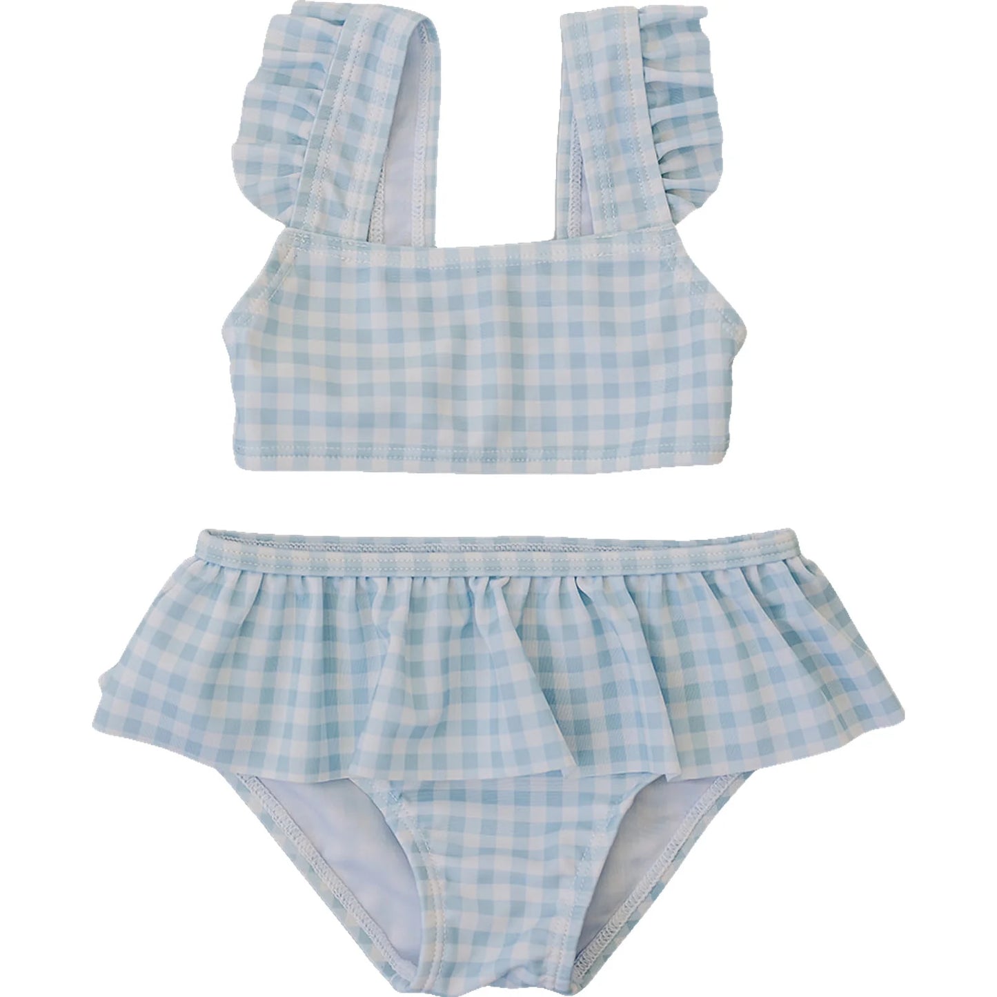 Mebie Baby Ruffle Bikini Set - Light Blue Gingham