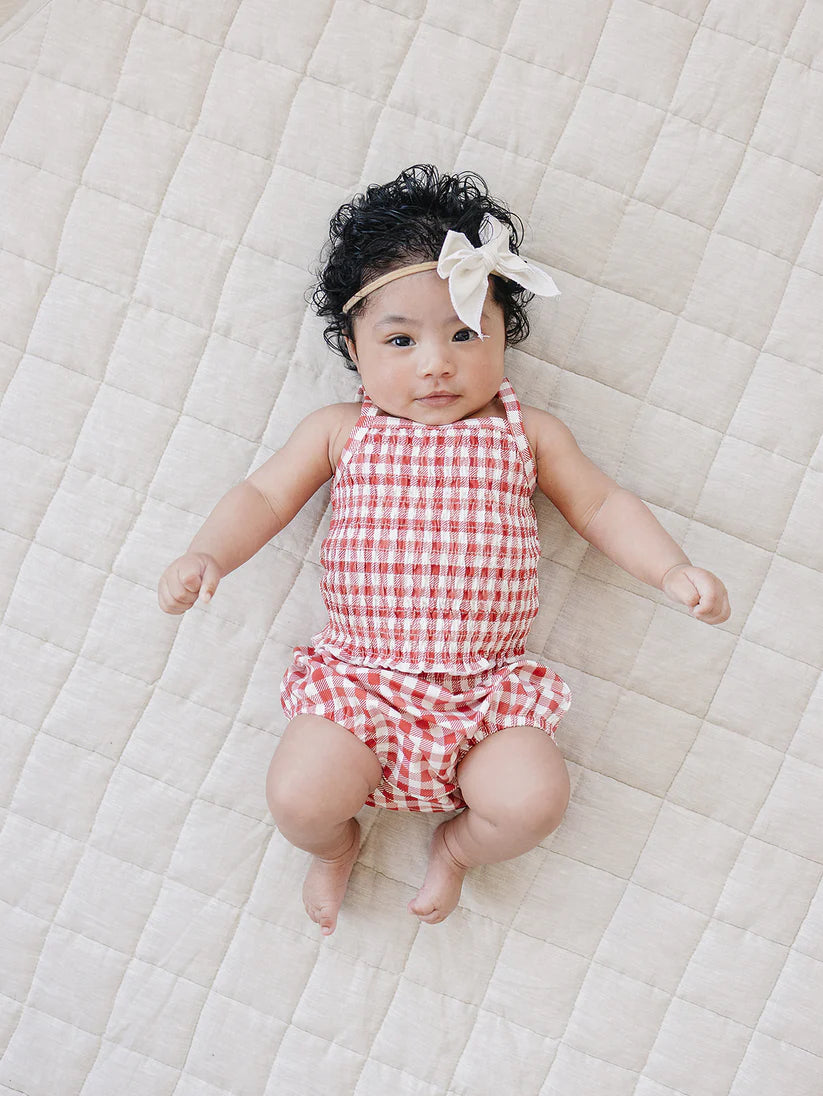 Mebie Baby Ruched Ginghan Bloomer Set