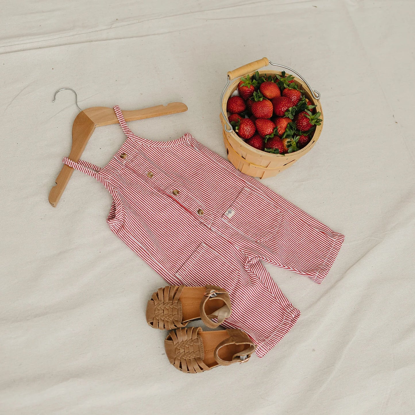 Mebie Baby Stripe Overalls - Red