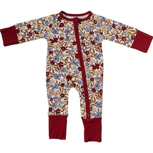 Mebie Baby Bamboo Zipper Footie - Desert Floral