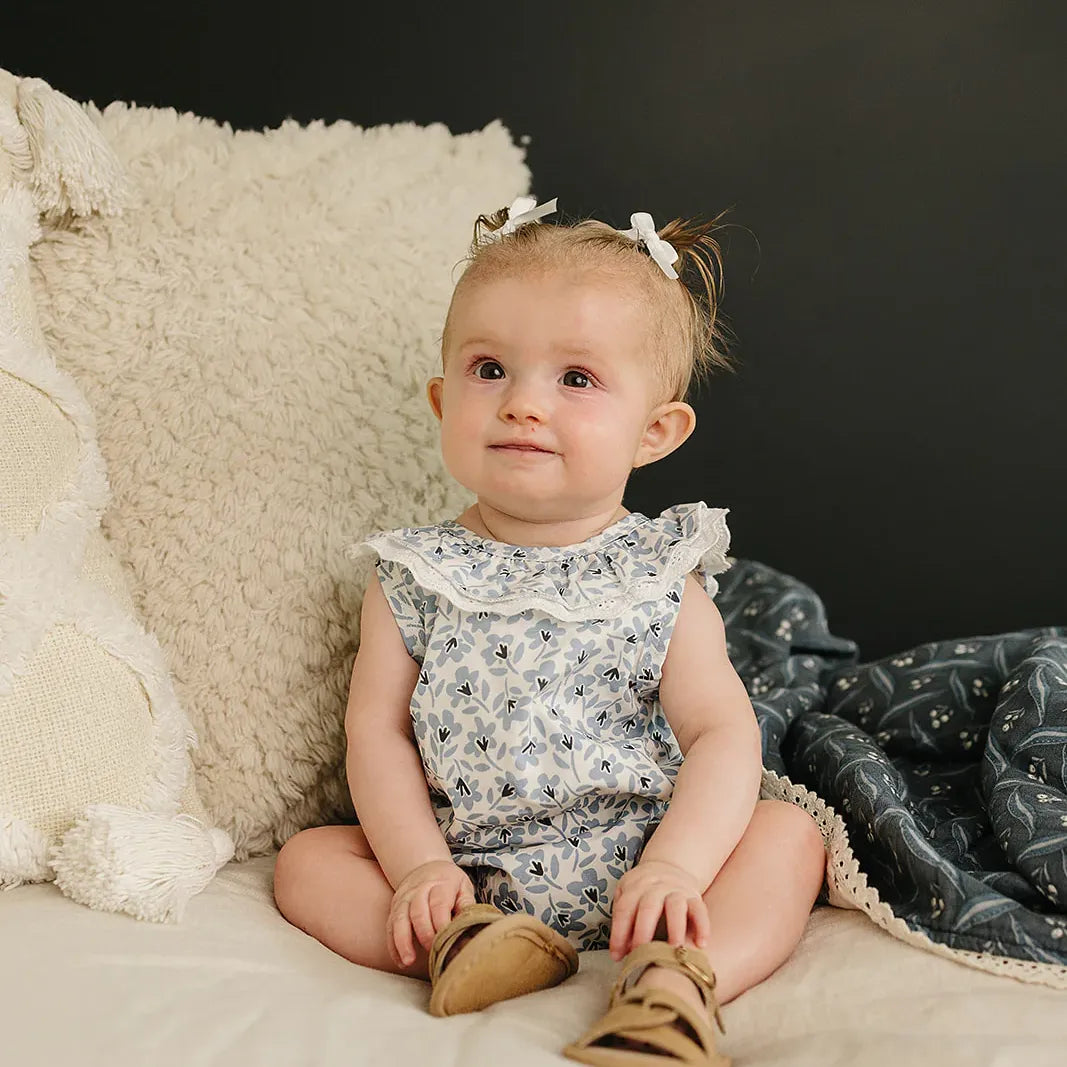 Mebie Baby Blue Blossom Bubble Romper