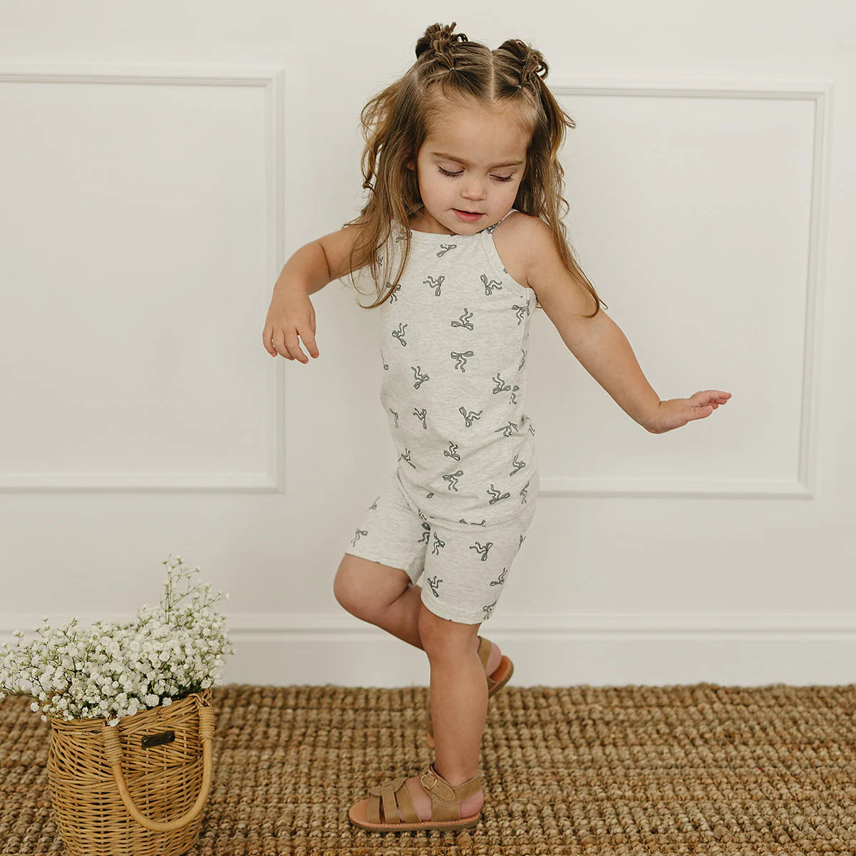 Mebie Baby Tank + Biker Short Set - Bow