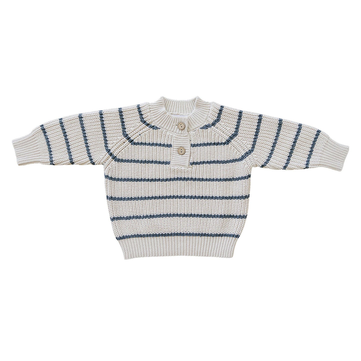 Mebie Baby Button Knit Sweater - Charcoal Stripe