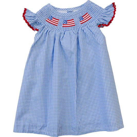 Mebie Baby Flag Gingham Smocked Dress