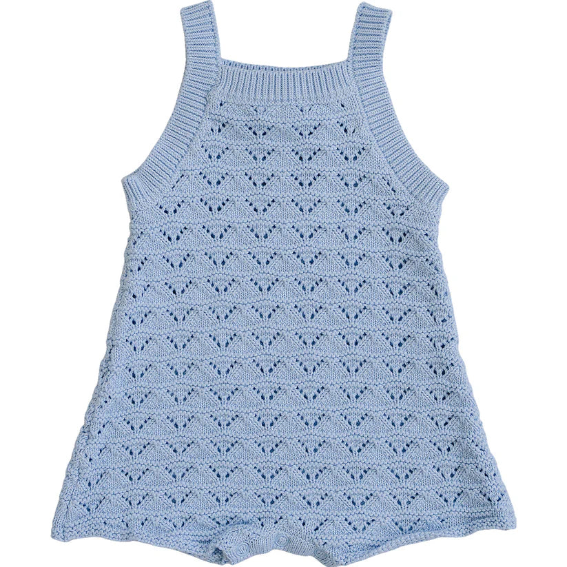 Mebie Baby Blue Knit Tank Romper