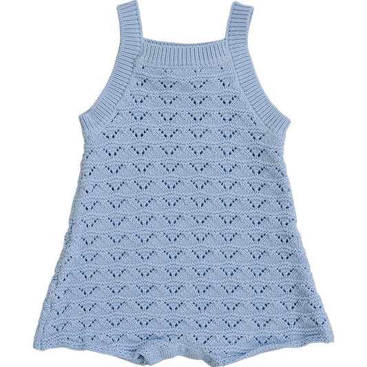 Mebie Baby Blue Knit Tank Romper
