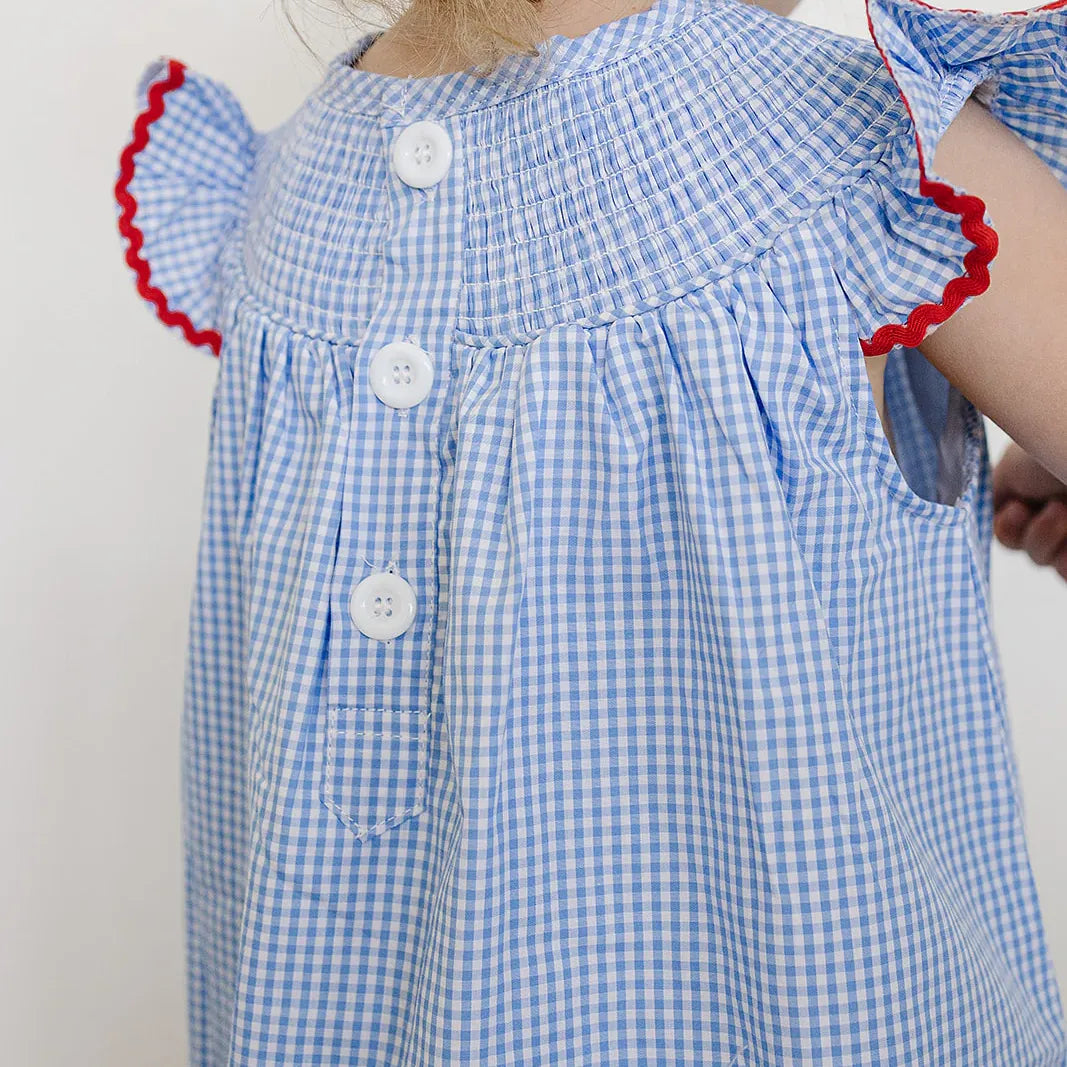 Mebie Baby Flag Gingham Smocked Dress