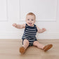 Mebie Baby Nautical Stripe Knit Bubble Romper