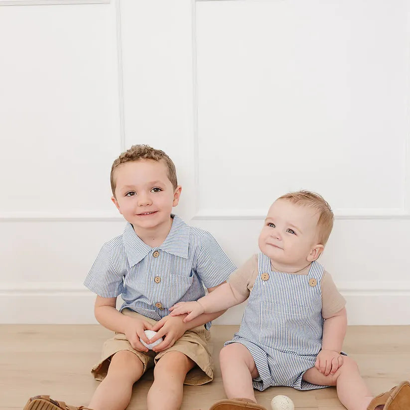 Mebie Baby Blue Stripe Button Up Pocket Shirt