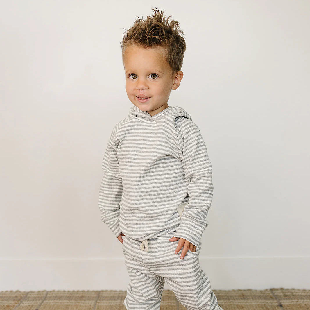 Mebie Baby Hooded Set - Grey Striped