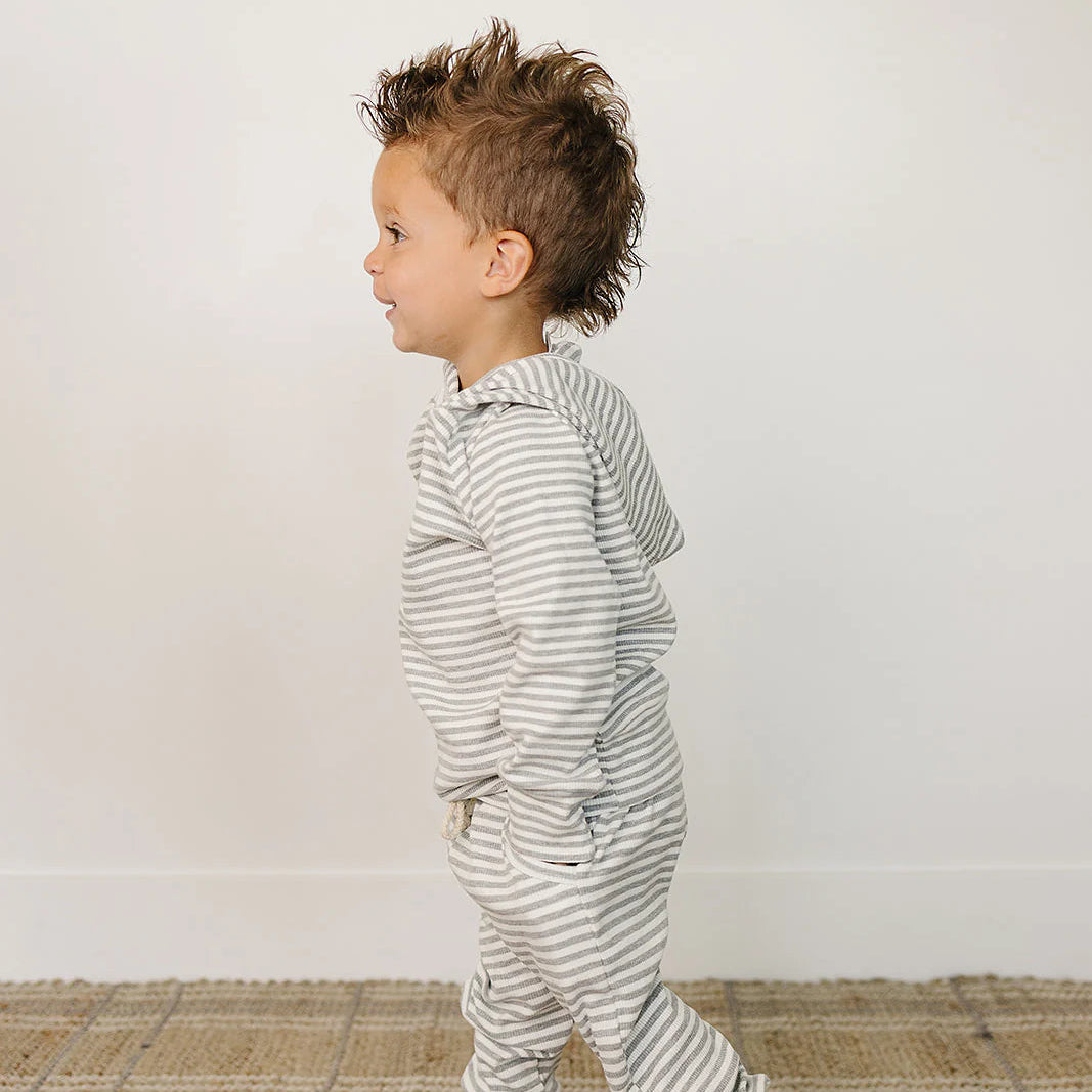 Mebie Baby Hooded Set - Grey Striped
