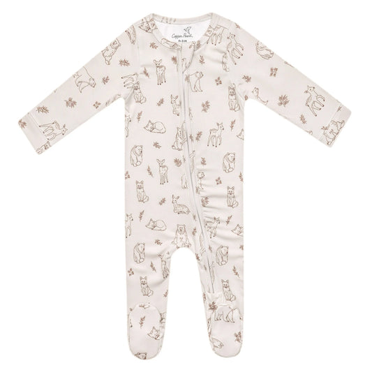 Copper Pearl Zip up Footie - Dylan