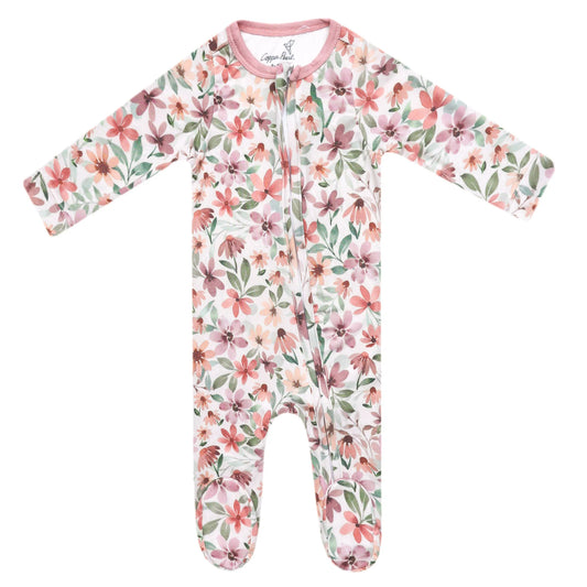Copper Pearl Zip up Footie - Natalie