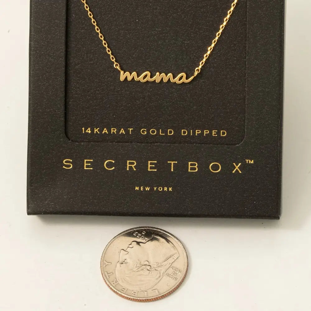 Fame Secret Box Dipped Dainty Mama Pendant Necklace - 16.5" + 2"