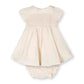 Hope and Henry Organic Smocked Puff Sleeve Dress - Natural with Pink