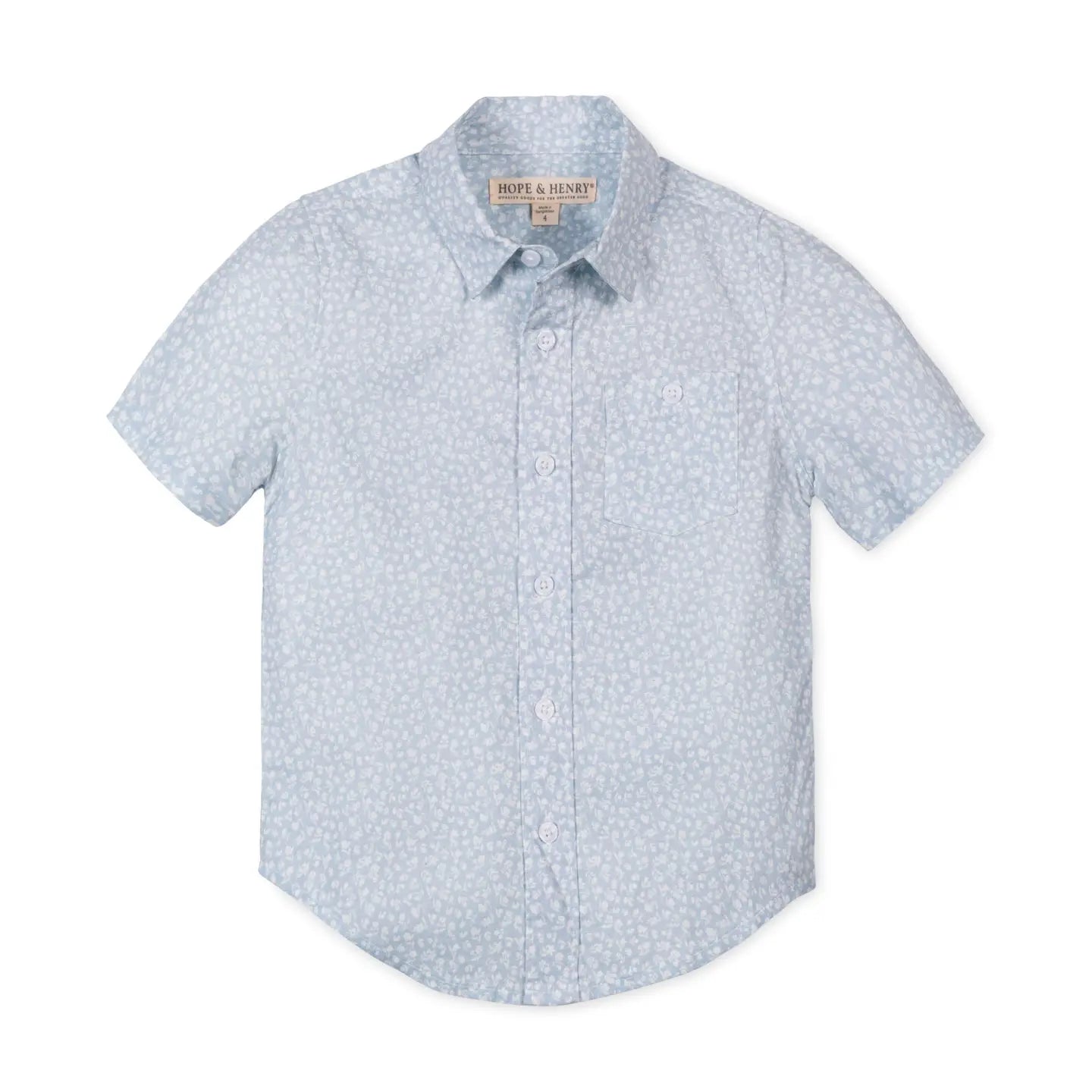 Hope and Henry Linen Short Sleeve Shirt - Blue Chateau Ditsy